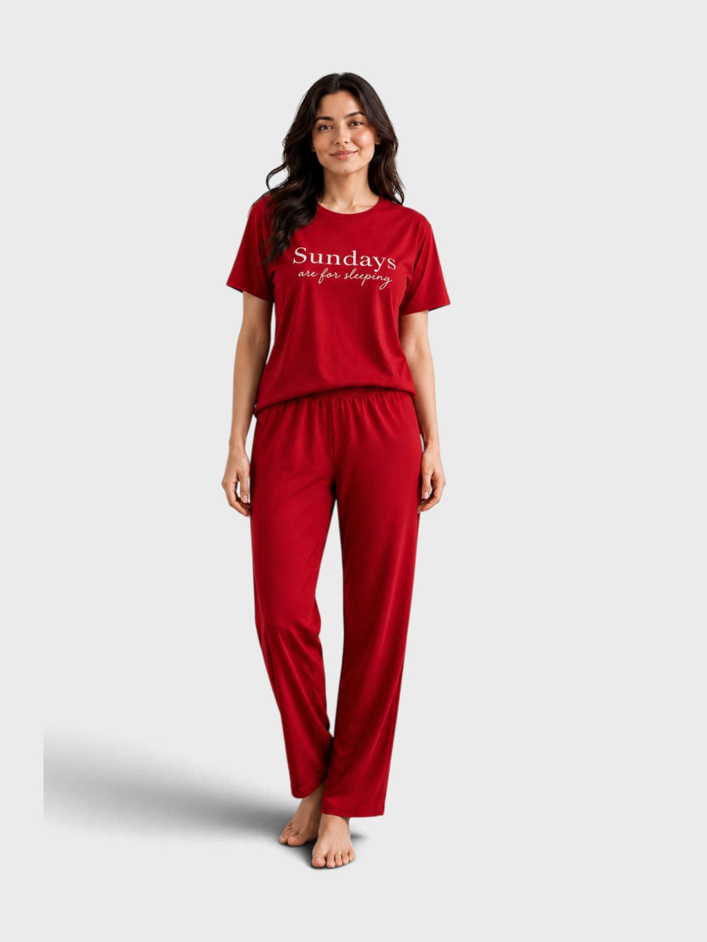 Crimson "Sundays" Statement Pajama Set