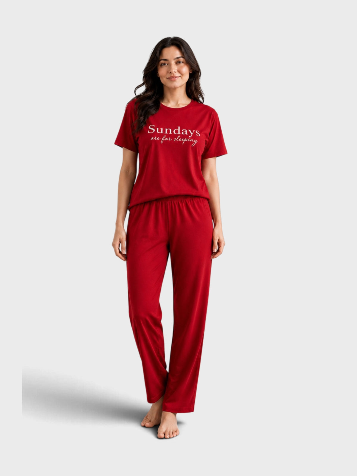 Crimson "Sundays" Statement Pajama Set