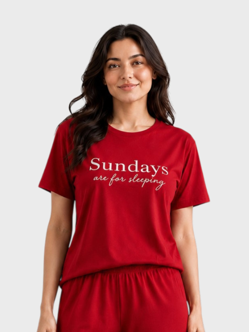 Crimson "Sundays" Statement Pajama Set