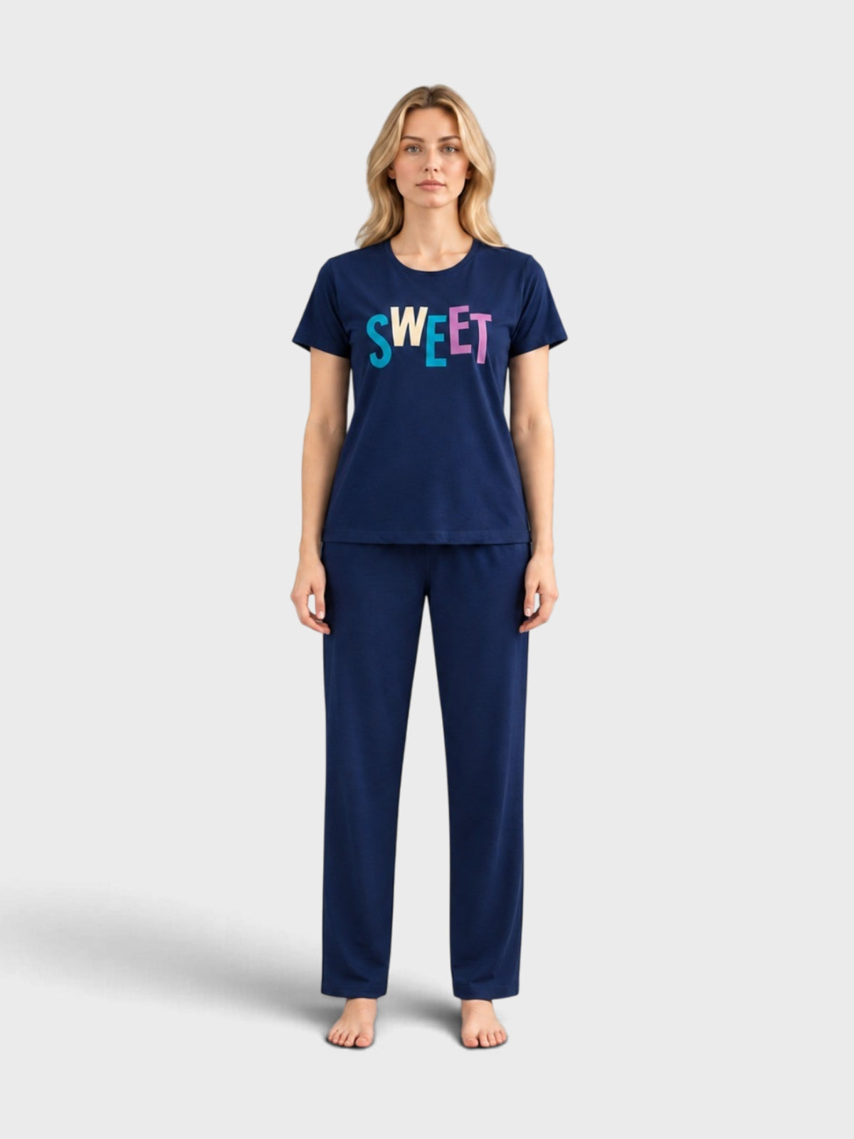 Navy Blue "Sweet" Pajama Set