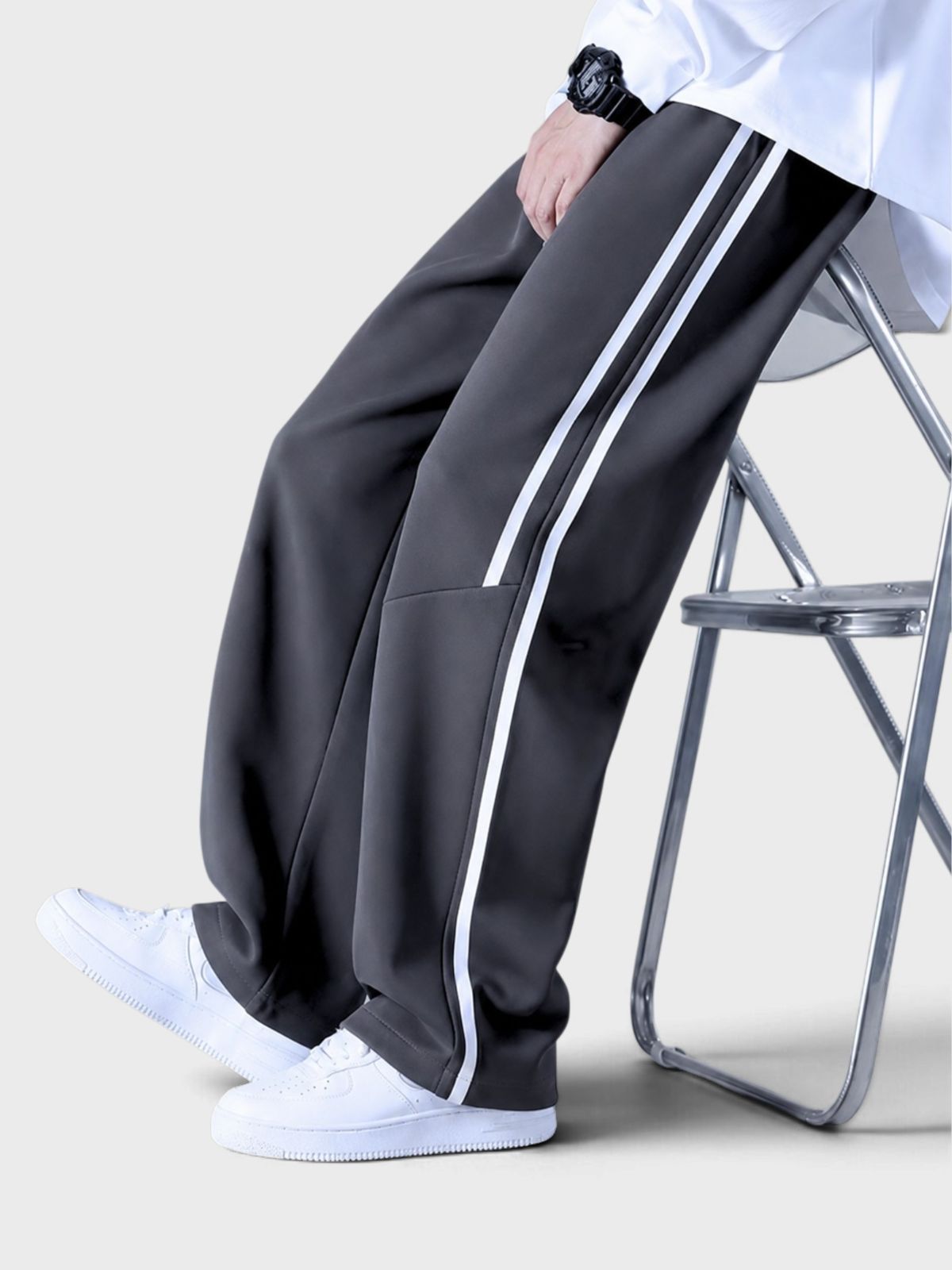 Black Athletic Stripe Trousers