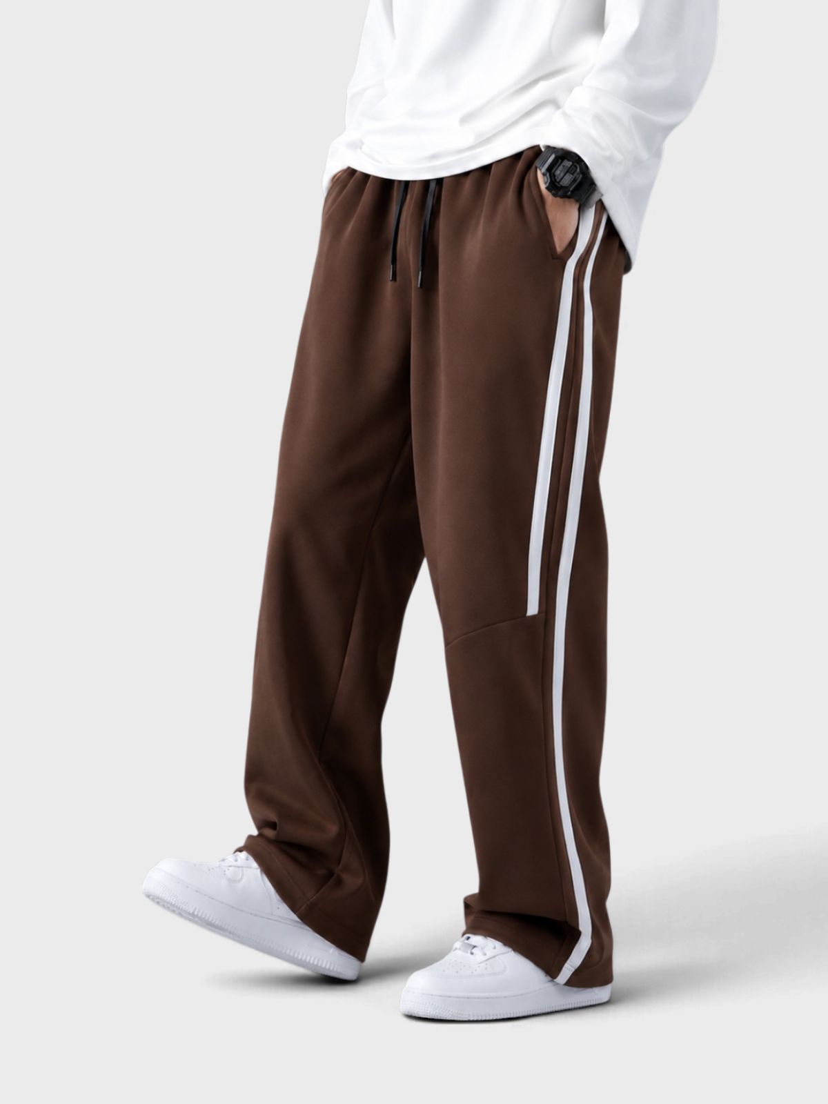 Brown Athletic Stripe Trouser