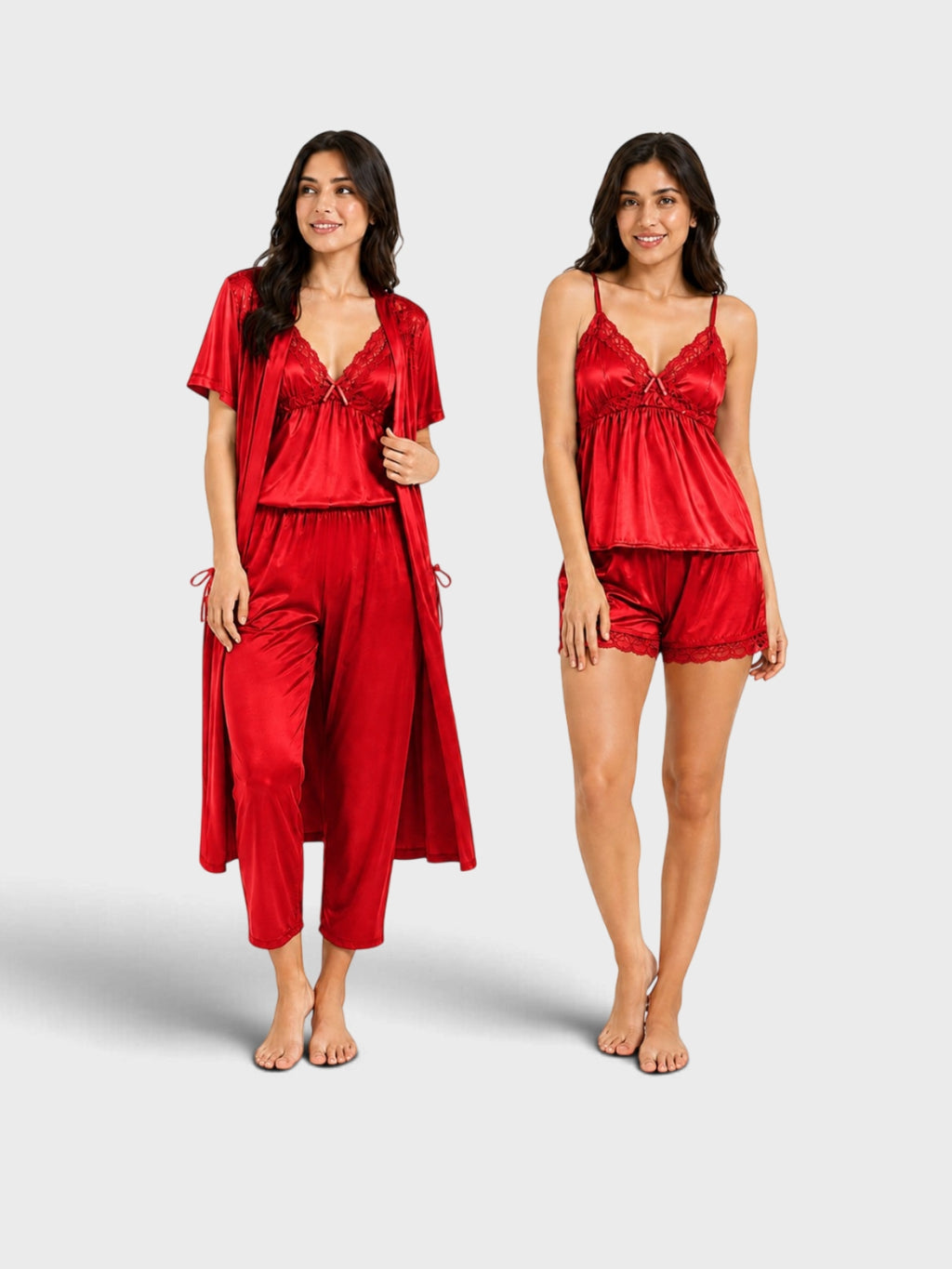 Ruby Silk Lace Nightwear Set