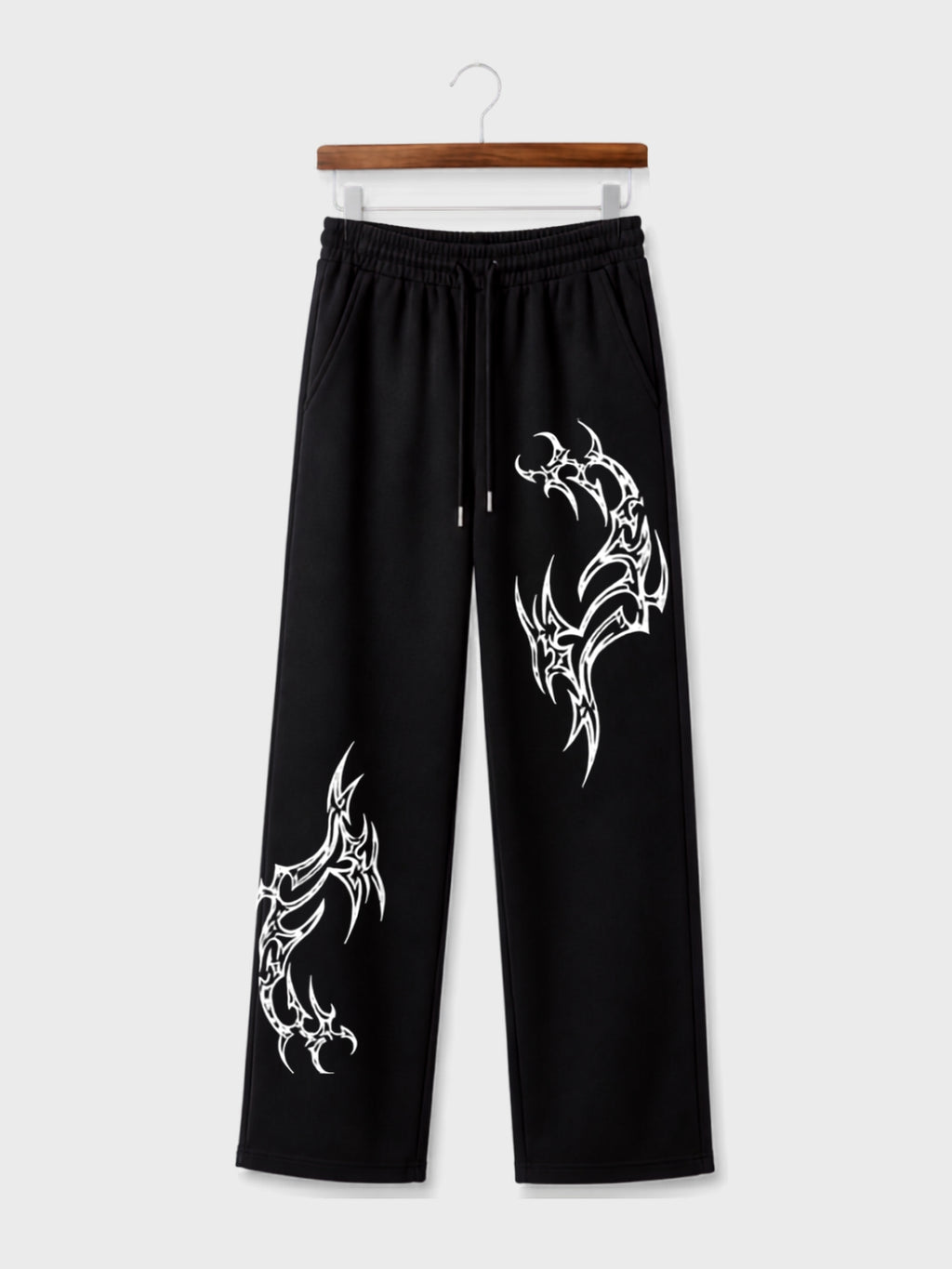 Black Tribal Print Terry Jogger