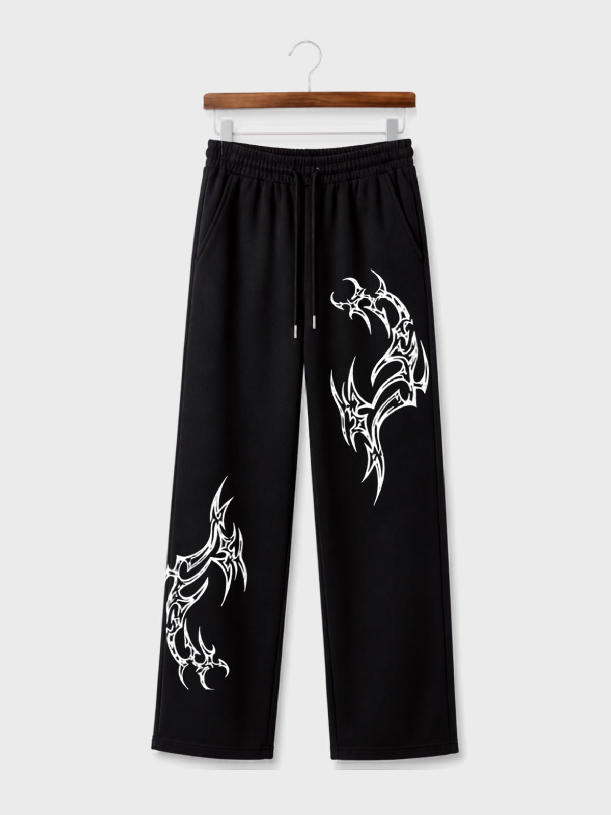 Black Tribal Print Terry Jogger