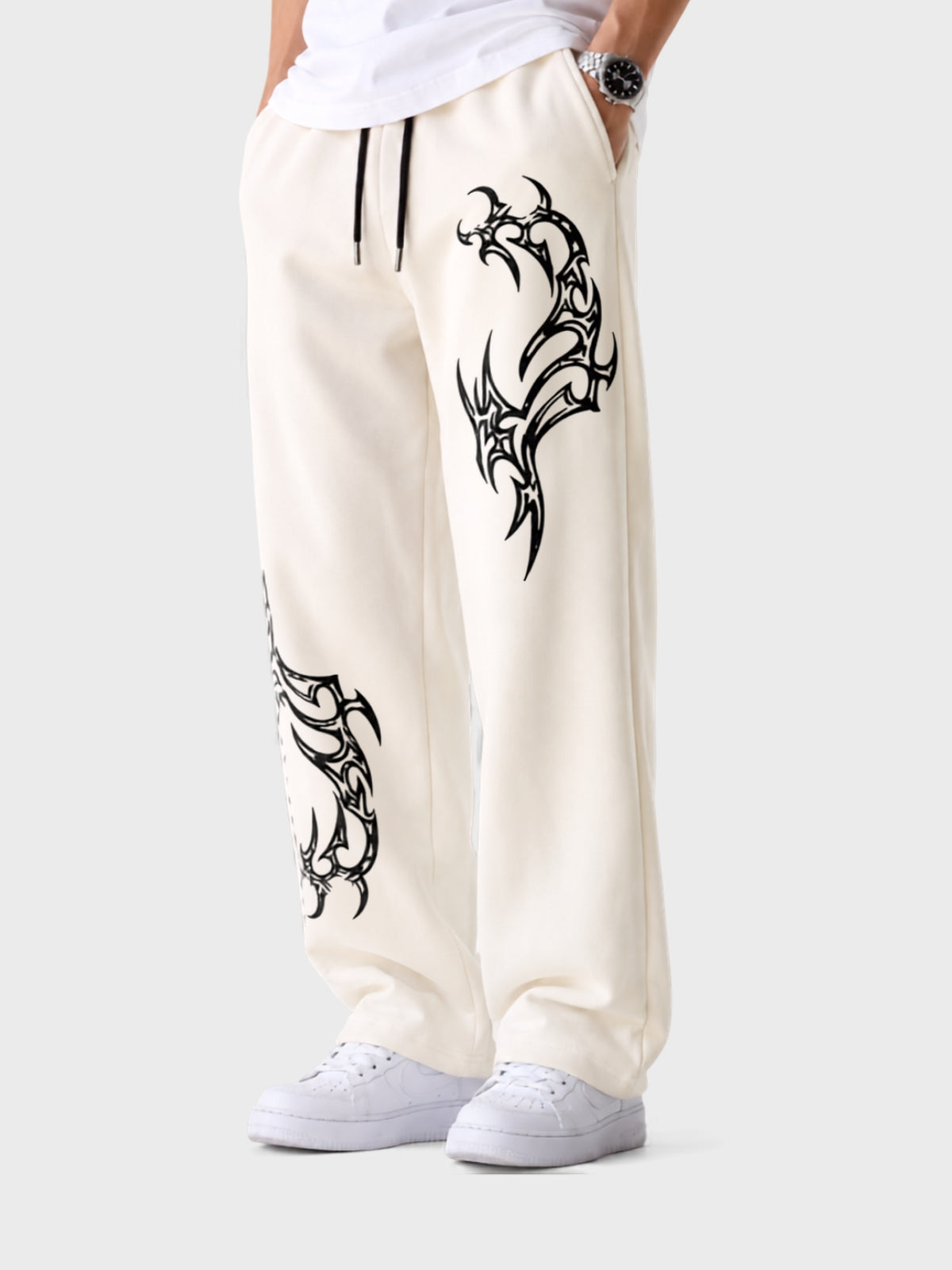 Off White Tribal Print Terry Jogger