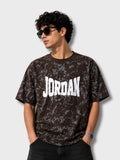 Brown Tie-Dye Jordan Print Oversized T-Shirt