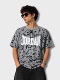 Grey Tie-Dye Jordan Print Oversized T-Shirt