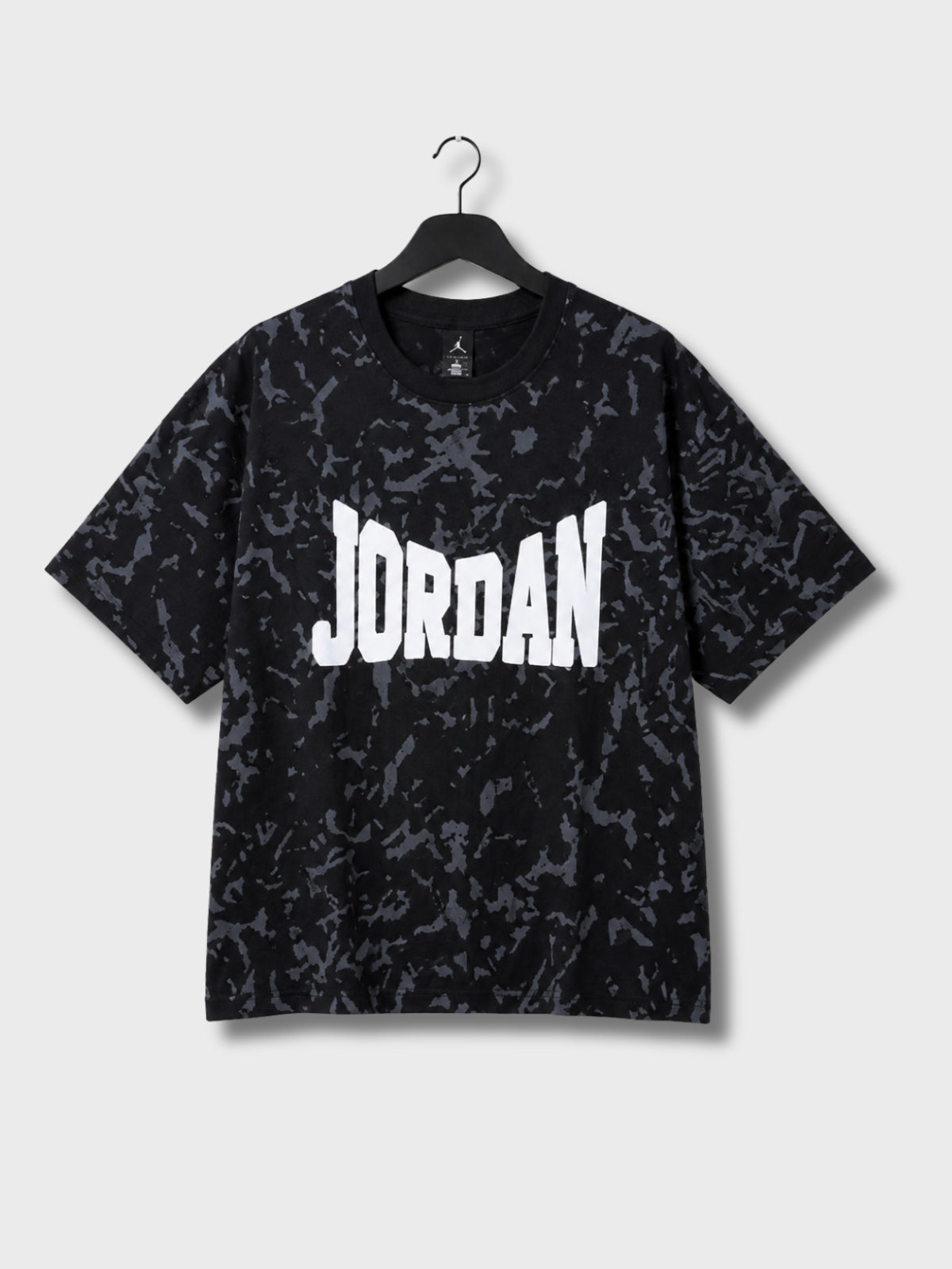 Black Tie-Dye Jordan Print Oversized T-Shirt