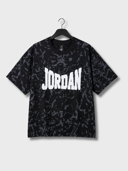 Black Tie-Dye Jordan Print Oversized T-Shirt