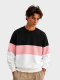 Black, Pink & White Colorblock Sweatshirt