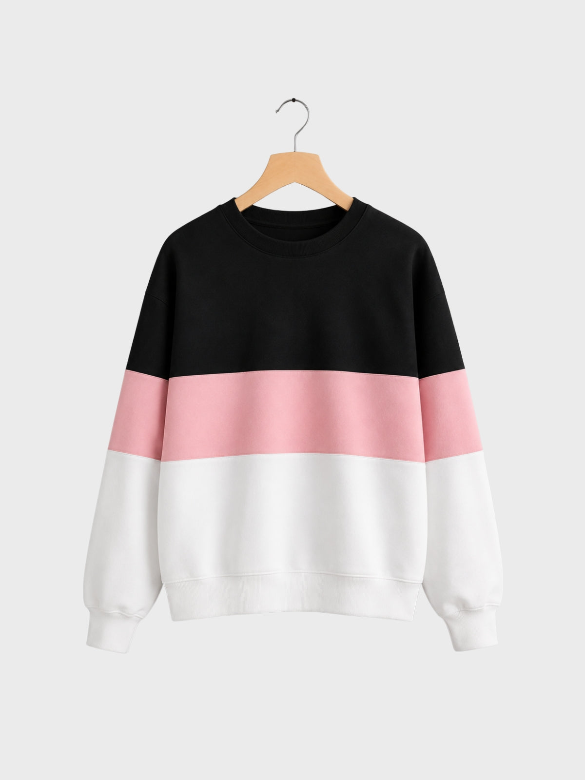 Pink & Black Colorblock Sweatshirt