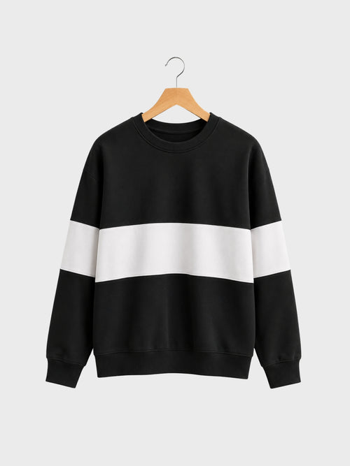 Black & White Colorblock Oversized Sweatshirt