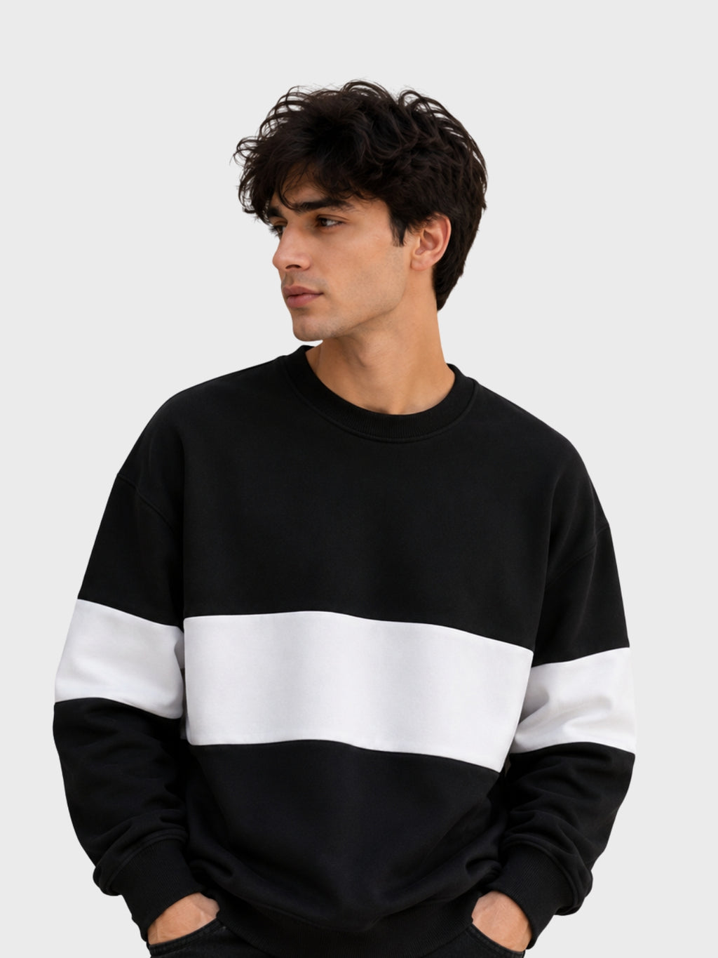 Black & White Colorblock Sweatshirt