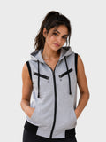 Grey & Black Zip-Up Hooded Vest