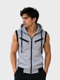 Classic Grey Sleeveless Zip-Up Hoodie