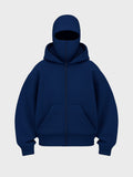 Navy Blue Full-Zip Balaclava Hoodie