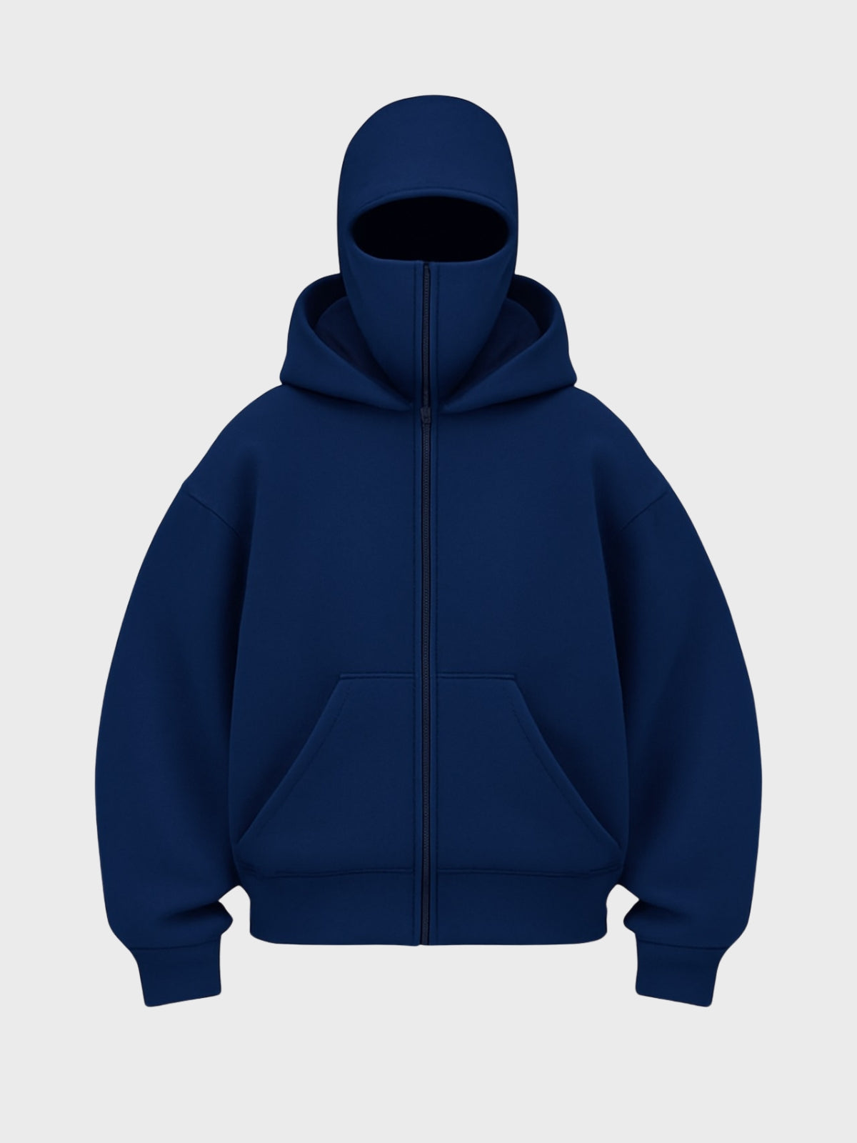 Navy Blue Full-Zip Balaclava Hoodie