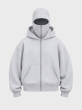 Light Grey Full-Zip Balaclava Hoodie