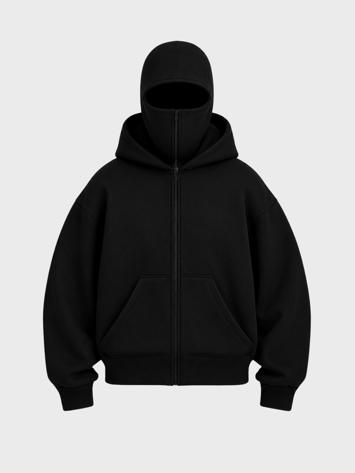 Black Full-Zip Balaclava Hoodie