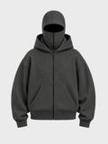 Charcoal Grey Full-Zip Balaclava Hoodie