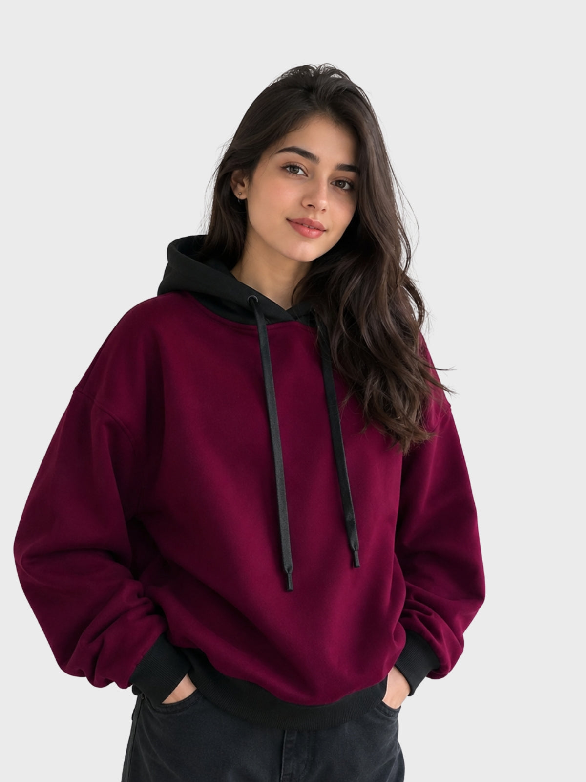 Maroon & Black Fleece Hoodie