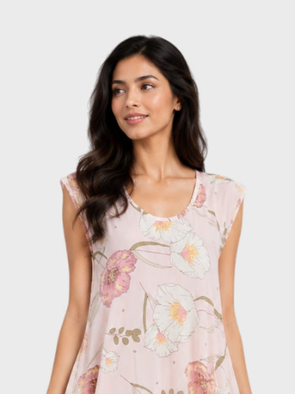Blush Pink Floral Handkerchief Hem Dress