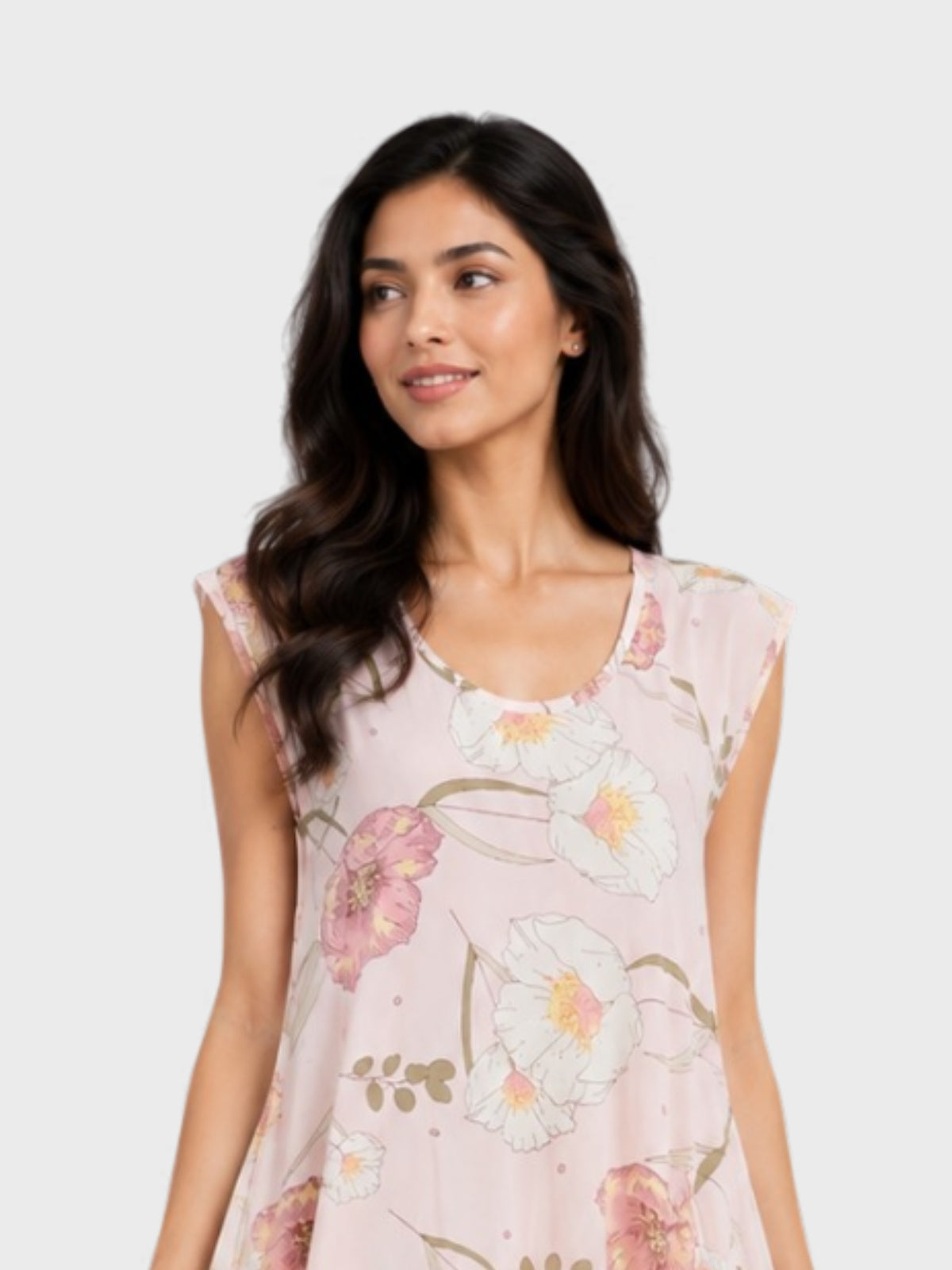 Blush Pink Floral Handkerchief Hem Dress
