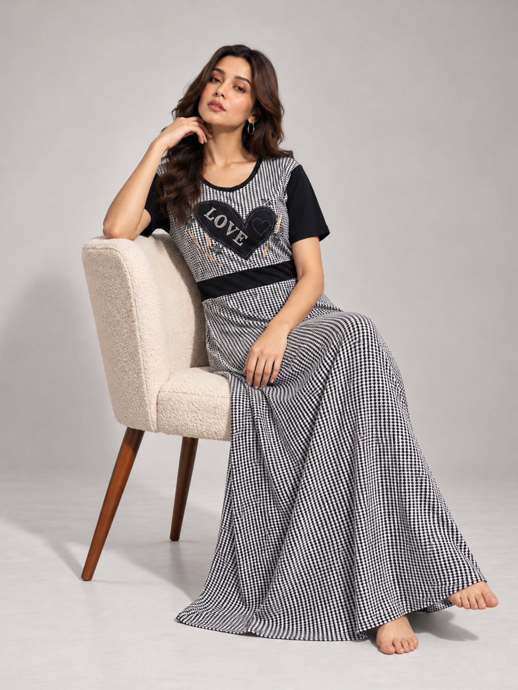 Love Heart Gingham Maxi Dress