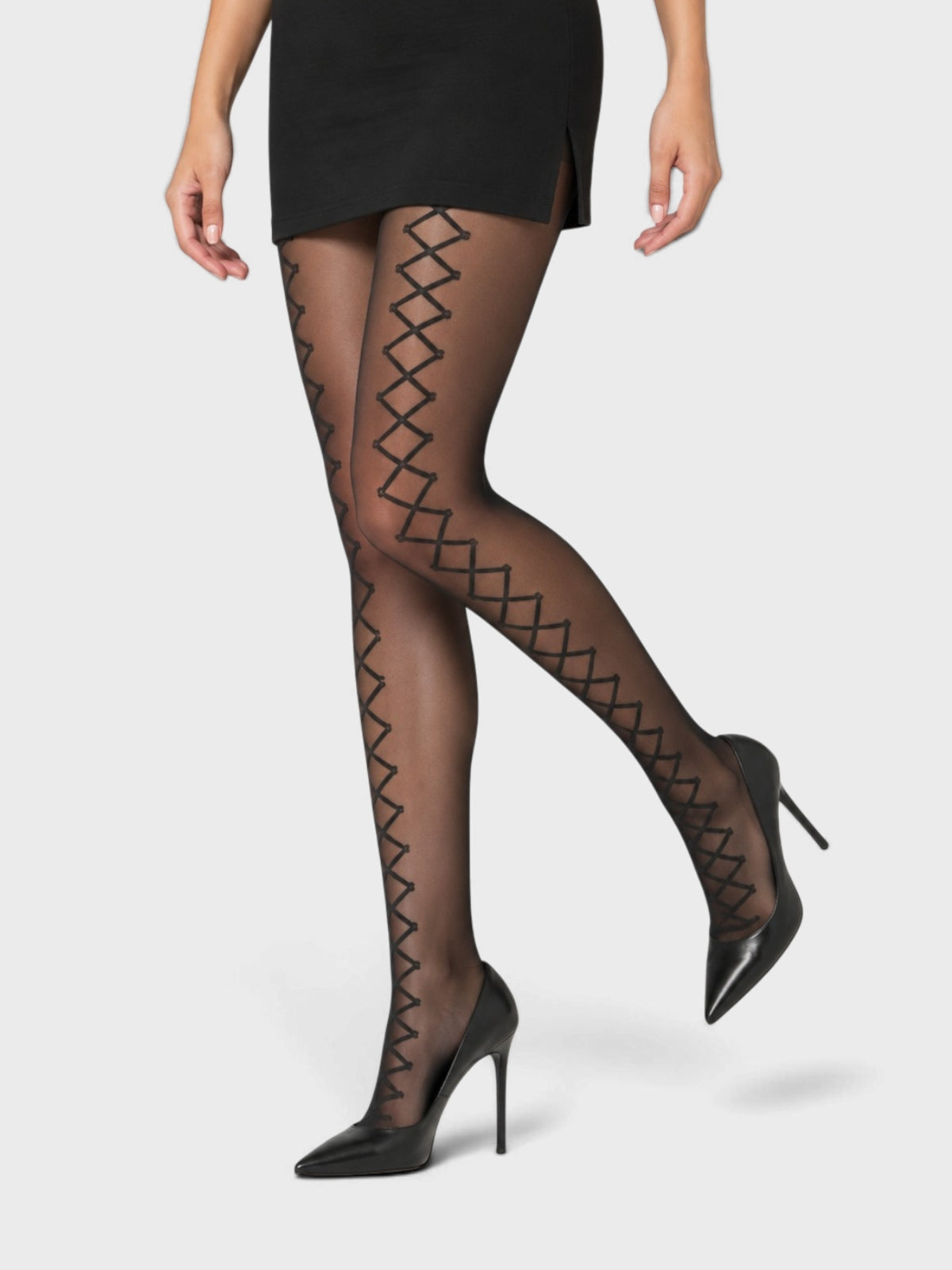 Black Diamond Pattern Sheer Tights
