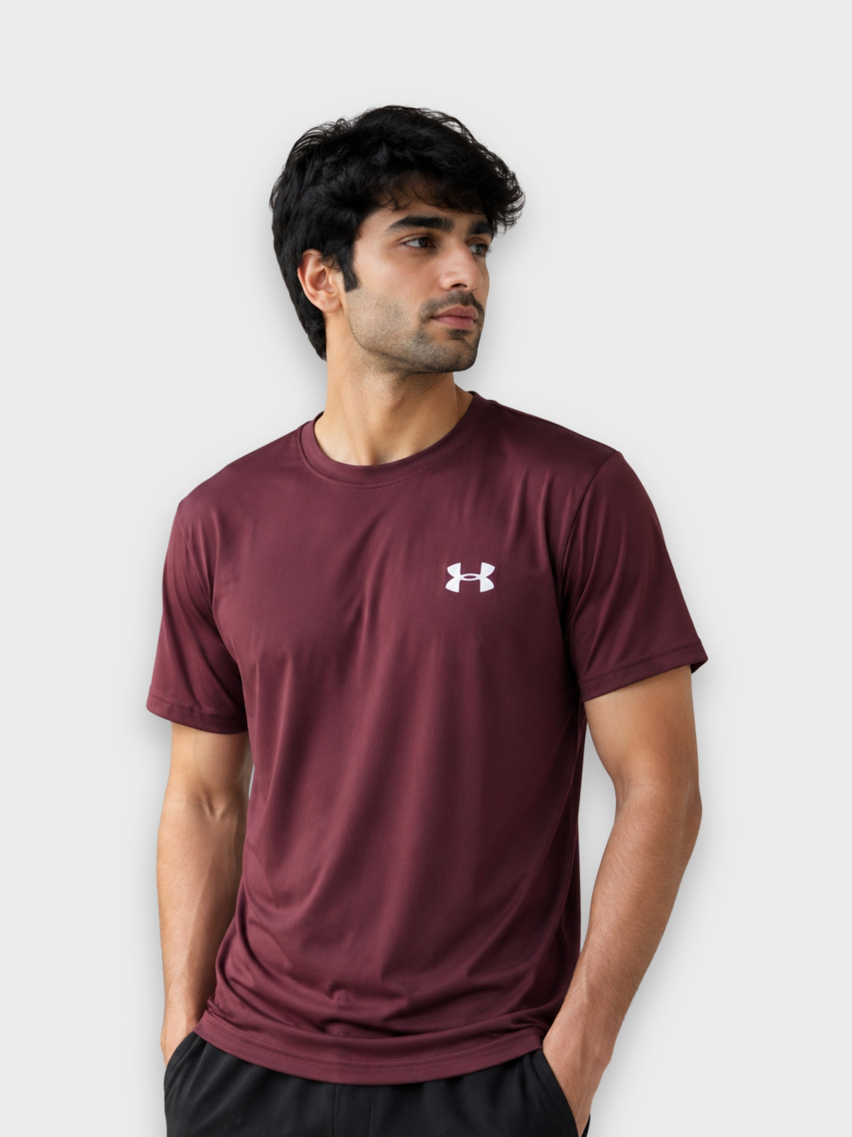 Maroon Dry-Fit Sports T-Shirt