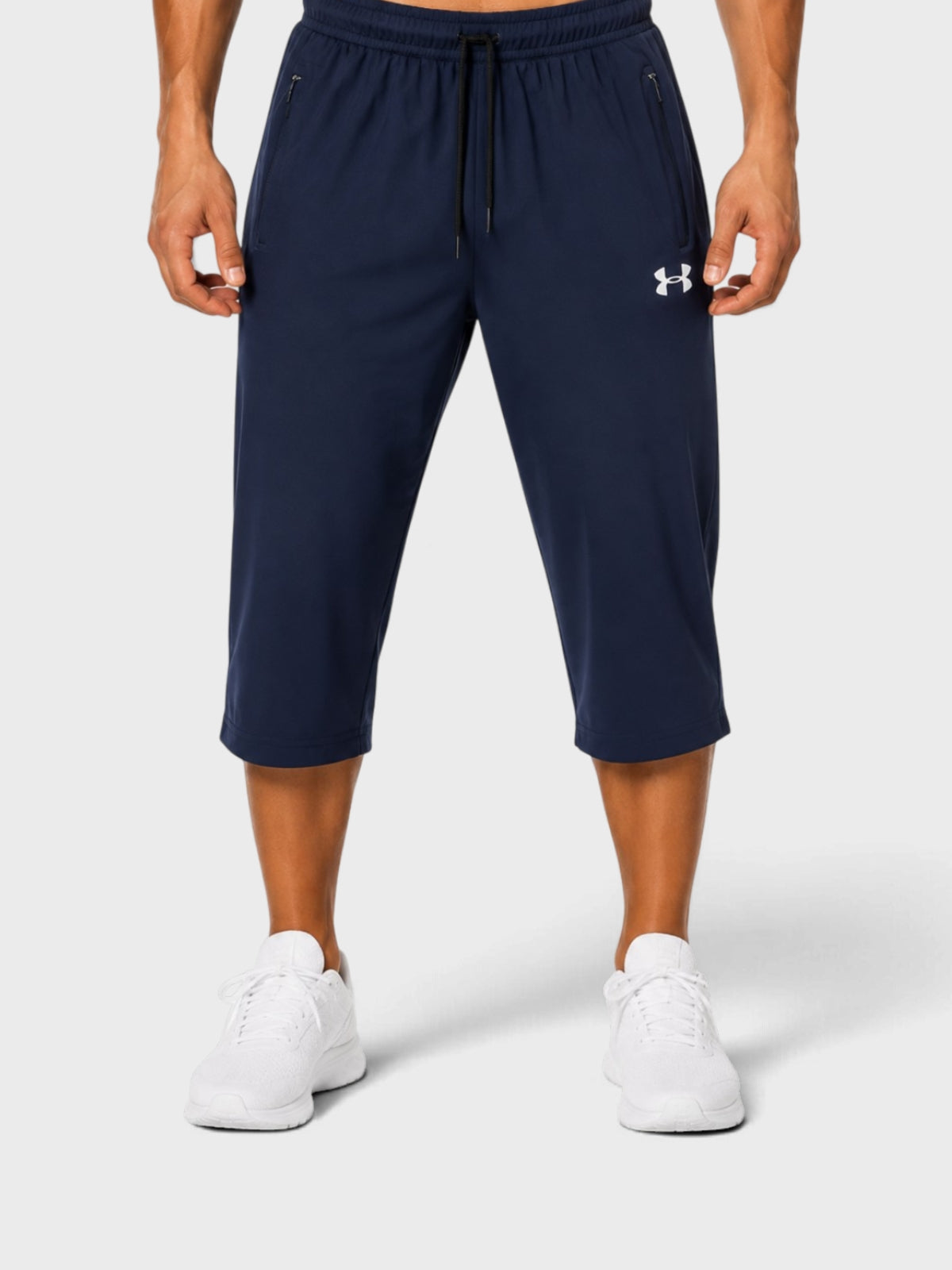 Navy Blue Dry-Fit Sports Capri Shorts