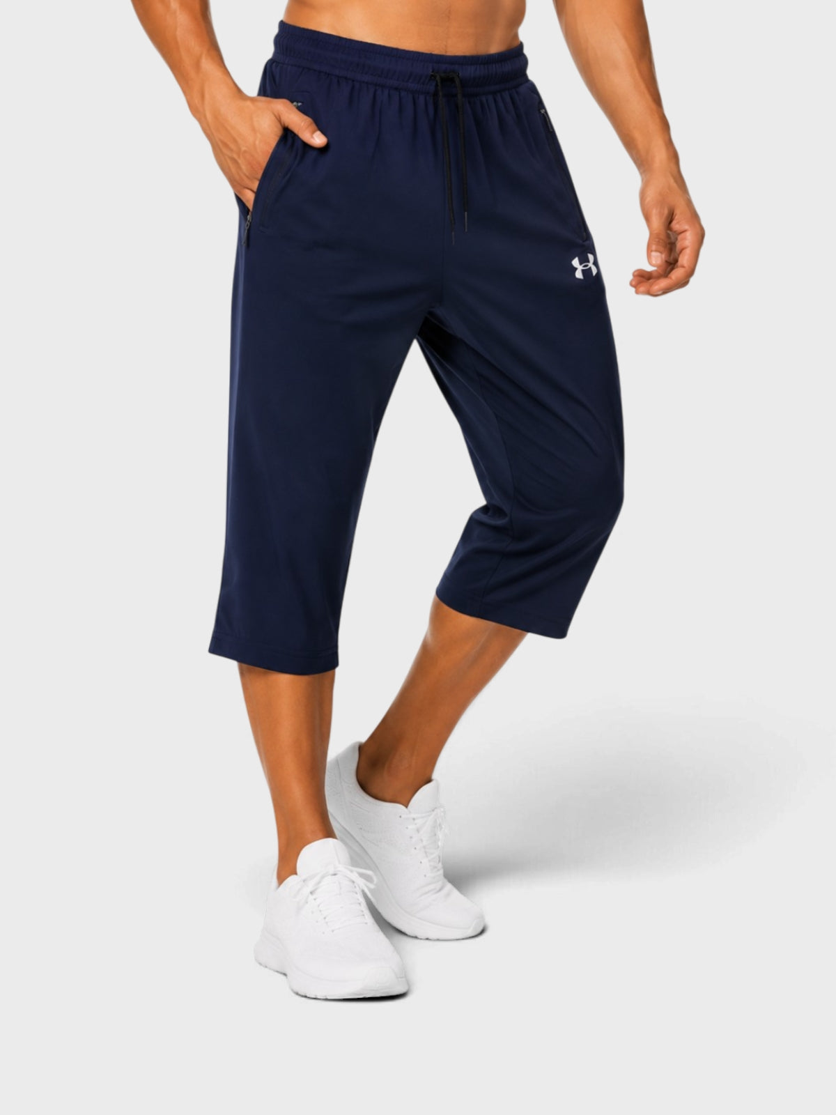 Navy Blue Dry-Fit Sports Capri Shorts