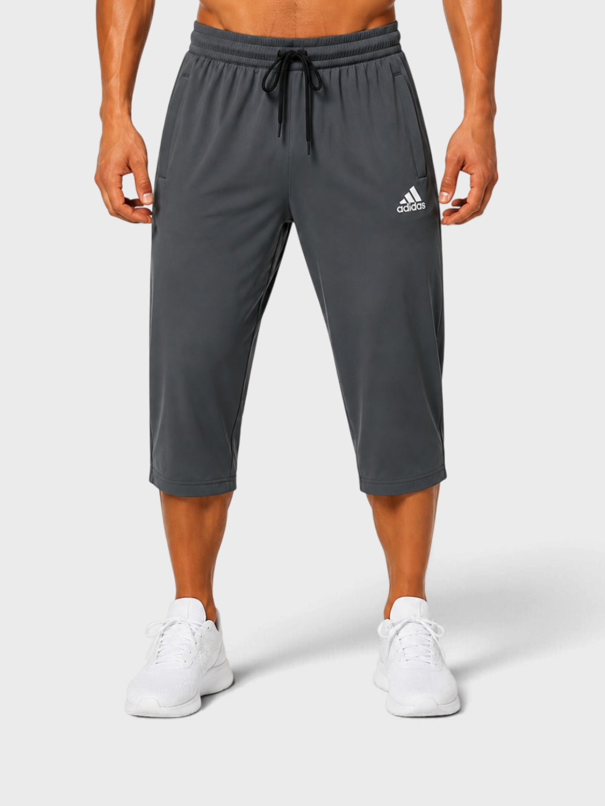 Charcoal Grey Dry-Fit Sports Capri Shorts