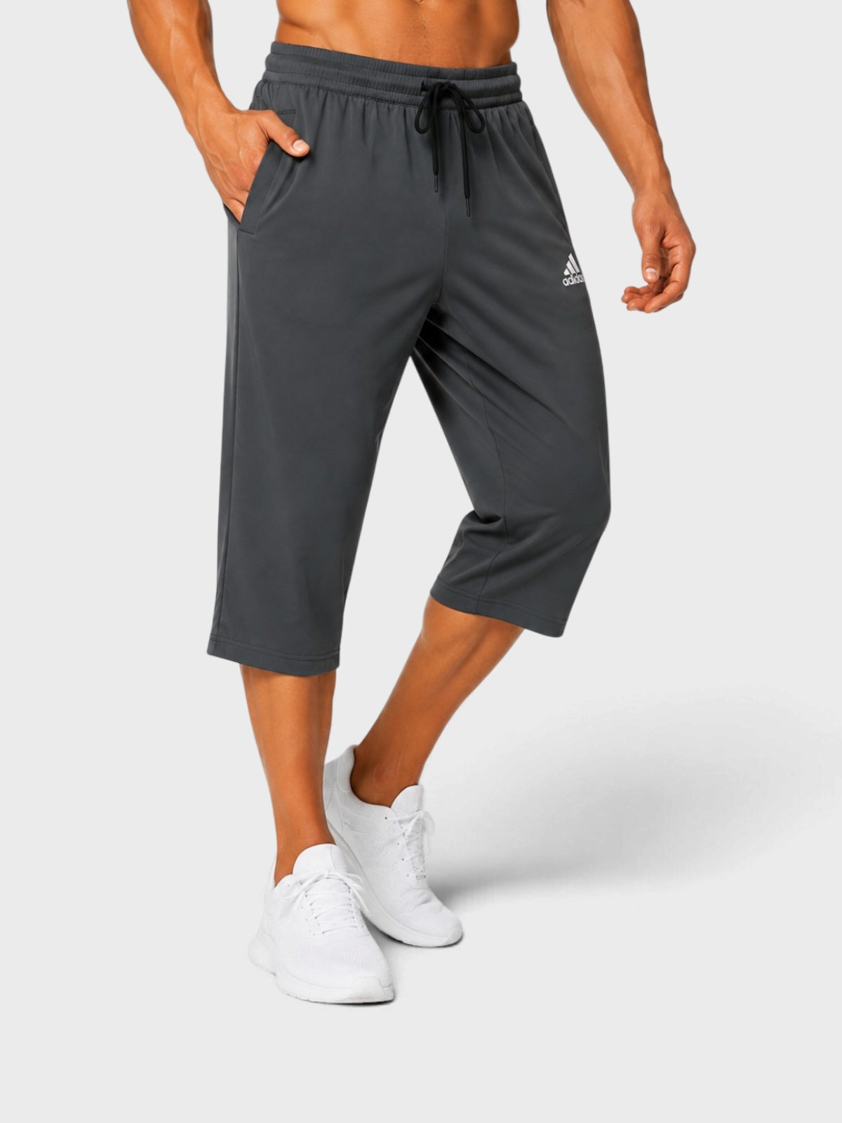 Charcoal Grey Dry-Fit Sports Capri Shorts