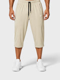 Beige Dry-Fit Sports Capri Shorts