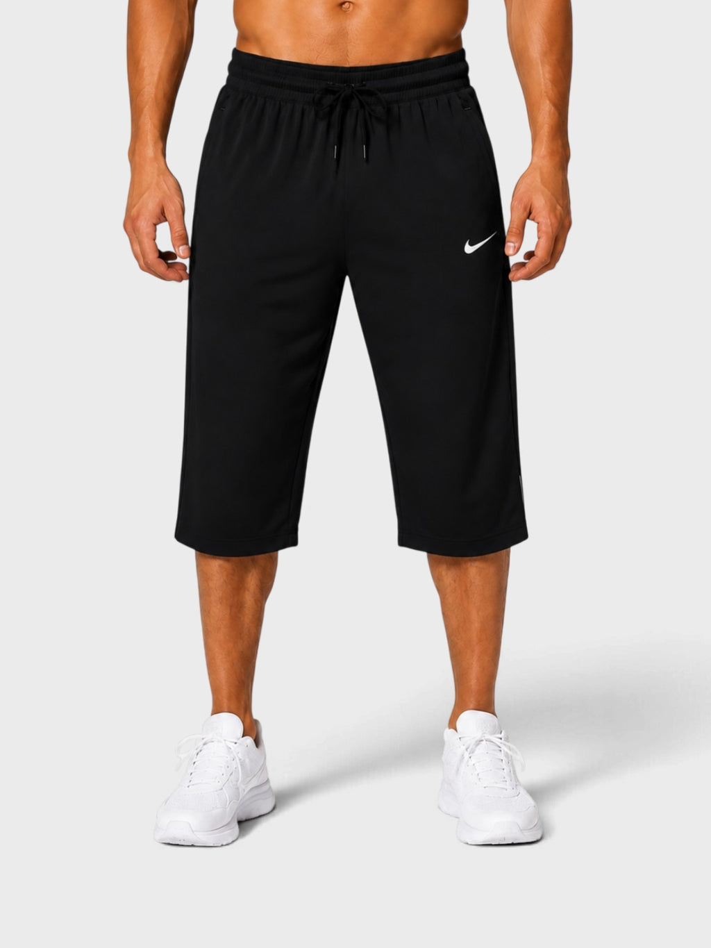 Black Dry-Fit Sports Capri Shorts