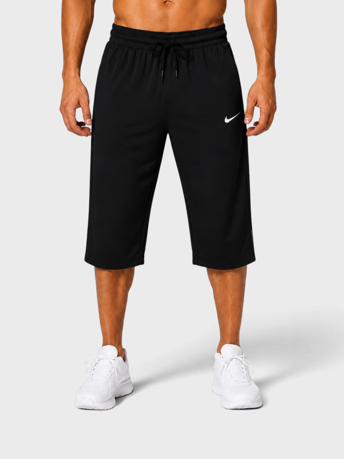 Black Dry-Fit Sports Capri Shorts
