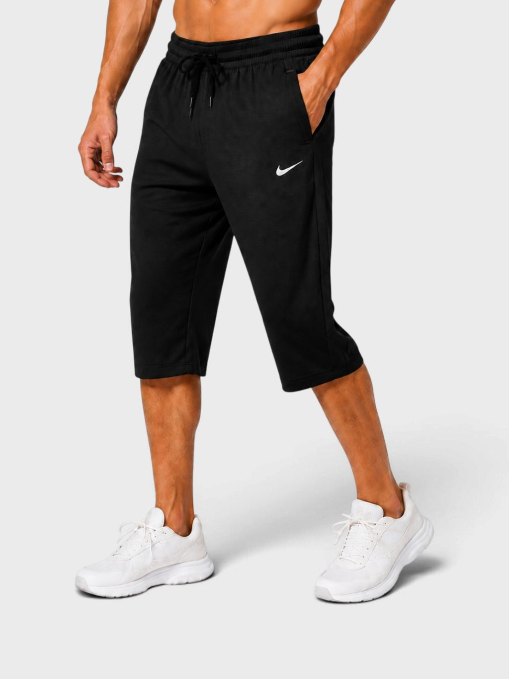 Black Dry-Fit Sports Capri Shorts