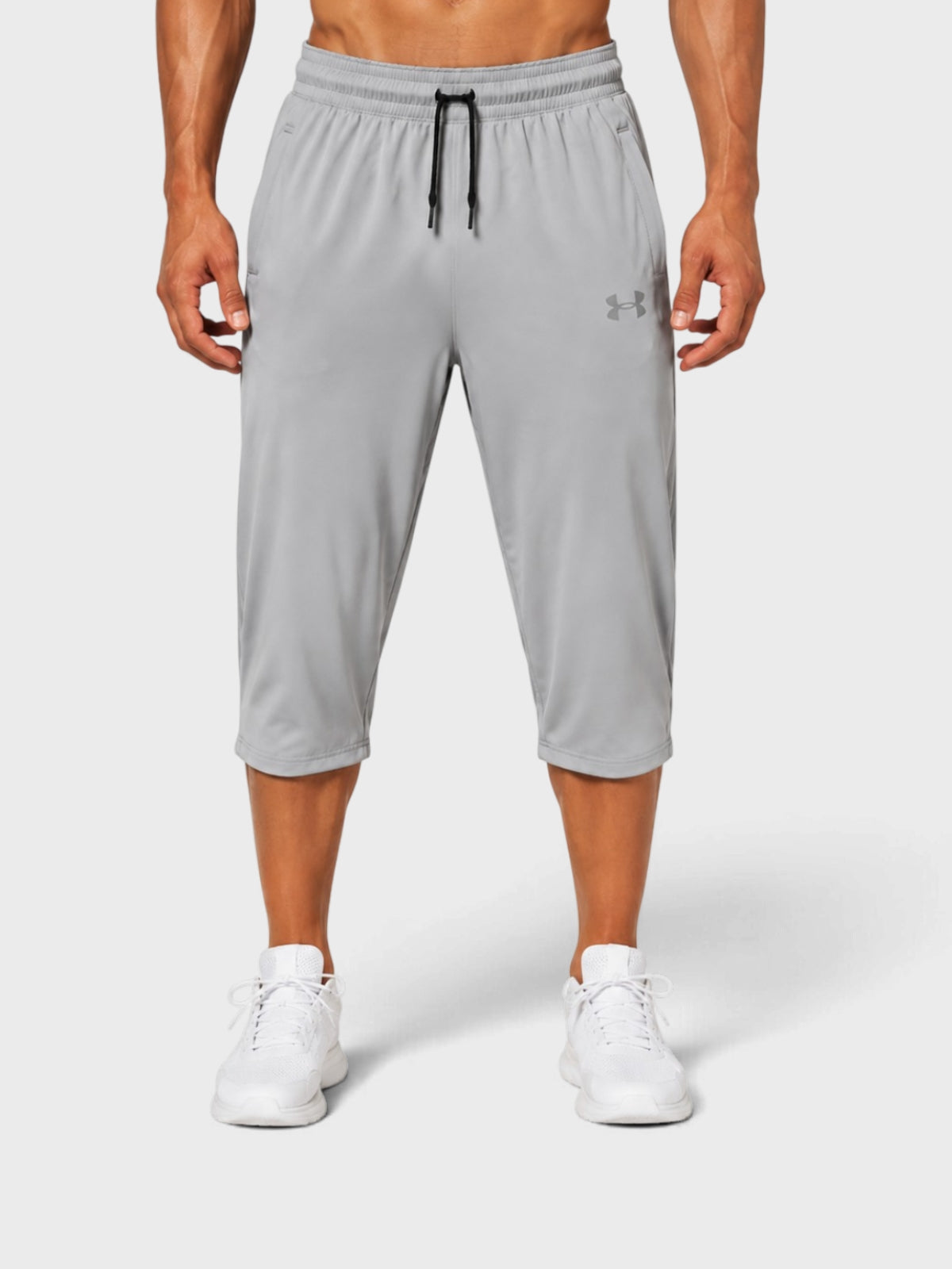 Grey Dry-Fit Sports Capri Shorts