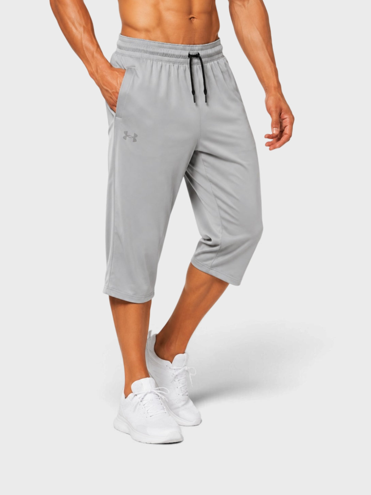 Grey Dry-Fit Sports Capri Shorts